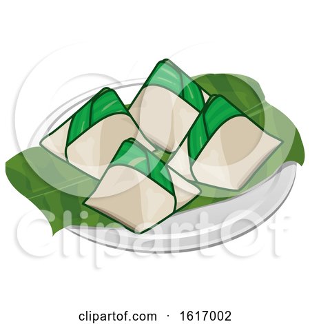 Clipart of Nasi Lemak Wrapped in Banana Leaf and Paper - Royalty Free Vector Illustration by YUHAIZAN YUNUS
