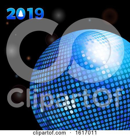 2019 Glowing Background with Disco Ball and Date by elaineitalia
