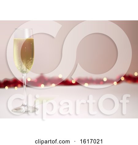 Clipart of a New Year Background with a Champagne Glass - Royalty Free Vector Illustration by dero
