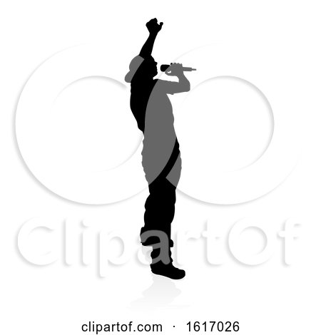 Singer Pop Country or Rock Star Silhouette, on a white background by AtStockIllustration