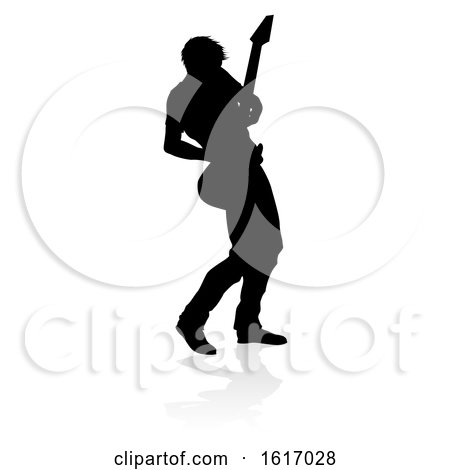 Musician Guitarist Silhouette, on a white background by AtStockIllustration