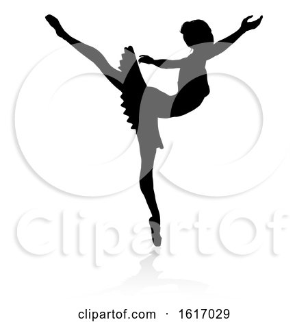 Silhouette Ballet Dancer, on a white background by AtStockIllustration