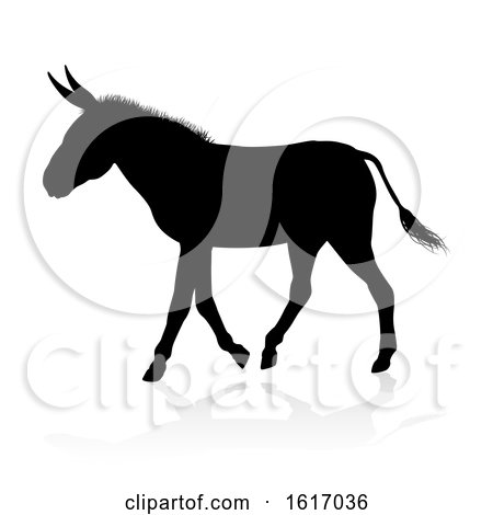 Donkey Animal Silhouette, on a white background by AtStockIllustration