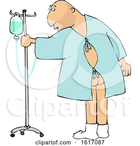 Clipart of a Cartoon White Man Wearing a Hospital Gown and Realizing His Butt Is Showing - Royalty Free Vector Illustration by djart