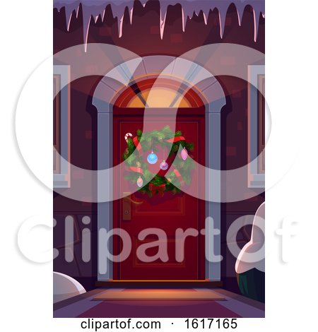 Christmas Door with a Wreath by Vector Tradition SM