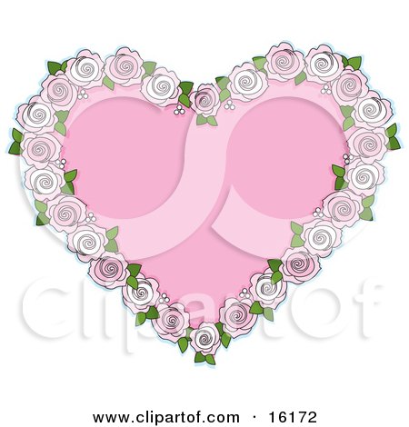 Pink Heart Bordered By Pale Pink And White Roses For An Anniversary Or Valentine Clipart Illustration Image by Maria Bell