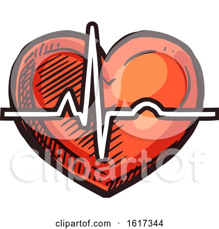 Ekg Heart Beat over a Heart by Vector Tradition SM