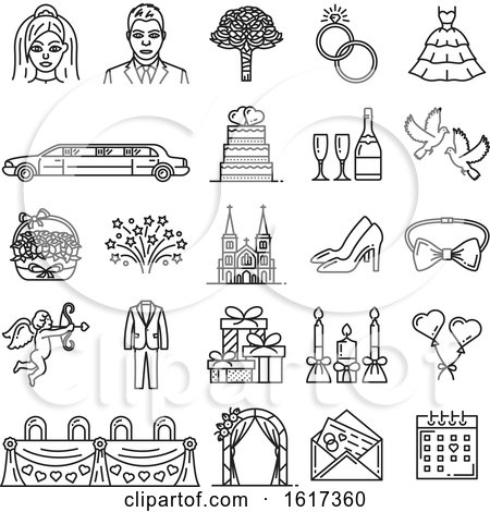 Black and White Wedding Icons by Vector Tradition SM