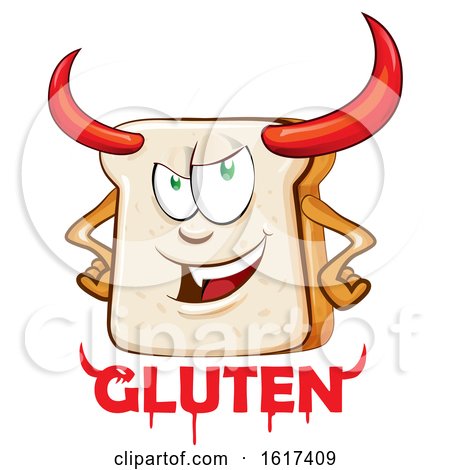 Bread Devil Mascot over Gluten Text by Domenico Condello