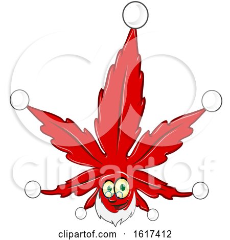Red Cannabis Leaf Santa by Domenico Condello