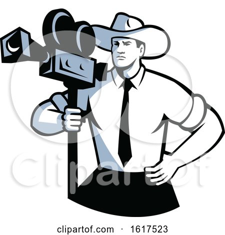 Cowboy Cameraman Vintage Movie Camera Retro by patrimonio