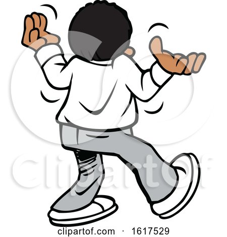 Cartoon Black Boy or Man Walking Away and Shrugging Giving up by Johnny Sajem