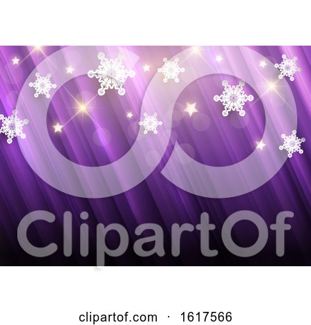 Purple Christmas Background with Snowflakes and Stars by KJ Pargeter