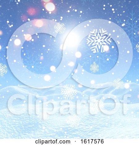 Christmas Background with Snowflakes and Snow by KJ Pargeter