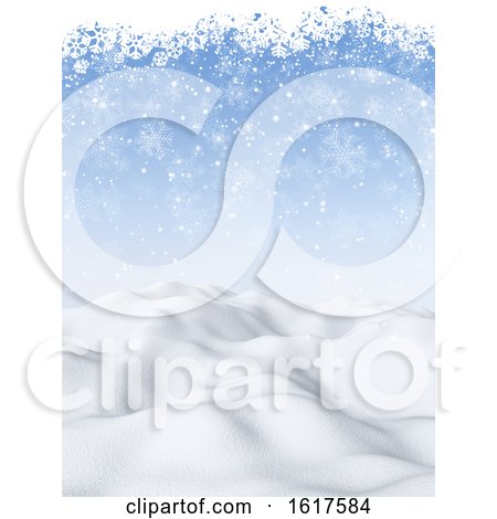 3D Christmas Background with Snowy Scene by KJ Pargeter