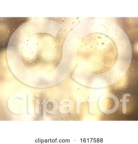 Gold Confetti on Bokeh Lights Background by KJ Pargeter