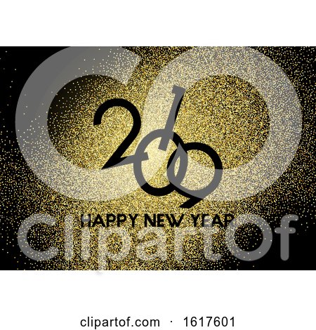 Gold Glitter Happy New Year Background by KJ Pargeter
