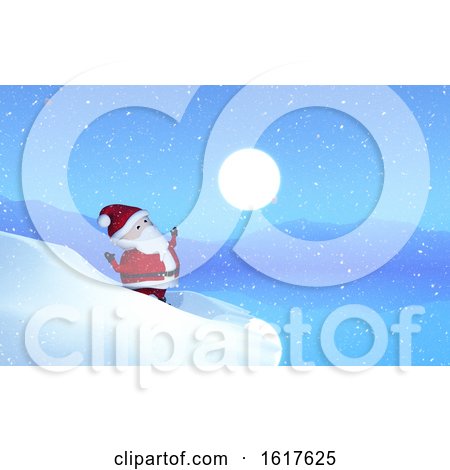 3D Santa in a Snowy Landscape by KJ Pargeter