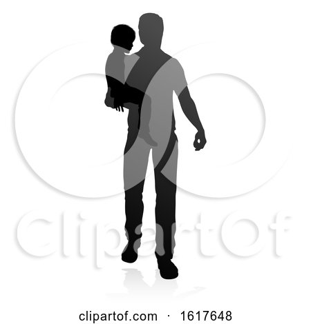 Father and Child Family Silhouette by AtStockIllustration