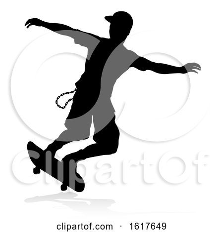 Skater Skateboarder Silhouette by AtStockIllustration
