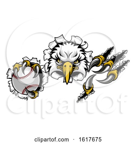 Eagle Baseball Cartoon Mascot Tearing Background by AtStockIllustration