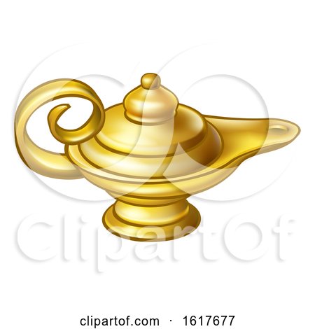 Antique Gold Aladdin Magic Lamp by AtStockIllustration