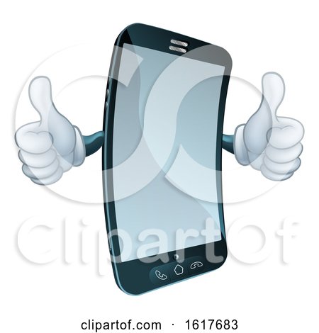 Mobile Cell Phone Mascot Cartoon Character by AtStockIllustration