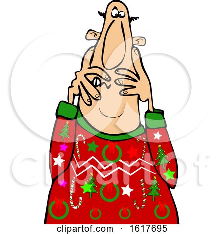 Cartoon Man in a Christmas Sweater, Covering His Face by djart