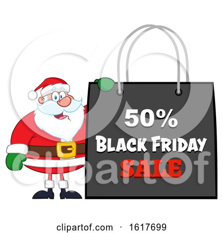 Black Friday Sale Christmas Shopping Bag with Santa Claus by Hit Toon