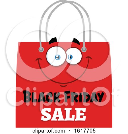 Red Black Friday Sale Shopping Bag Mascot by Hit Toon