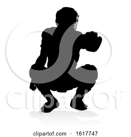 Baseball Player Silhouette, on a white background by AtStockIllustration