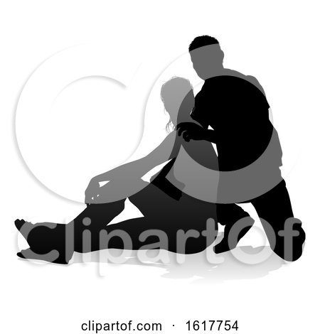 Young Couple People Silhouette, on a white background by AtStockIllustration