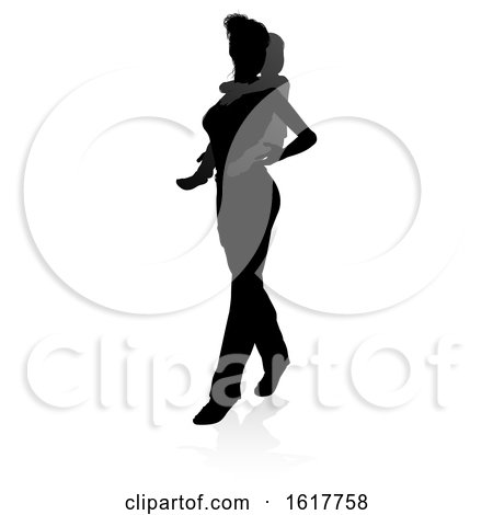 Silhouette Mother and Child Family, on a white background by AtStockIllustration