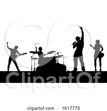 Music Band Concert Silhouettes by AtStockIllustration