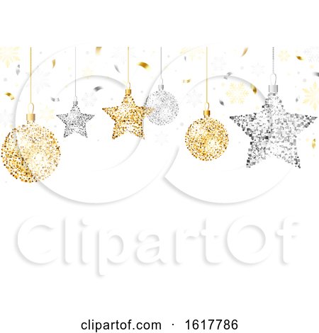 Christmas Background with Glittery Ornaments by dero