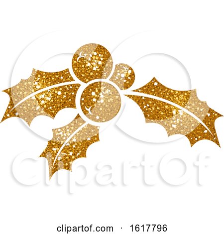 Golden Glitter Christmas Holly by dero