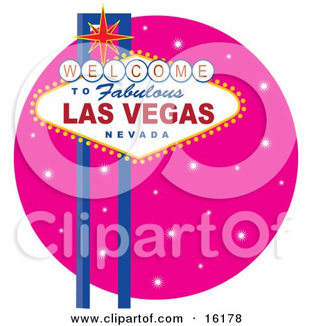 Welcome To Fabulous Las Vegas Nevada Sign Against A Pink Starry Night Clipart Illustration Image by Maria Bell