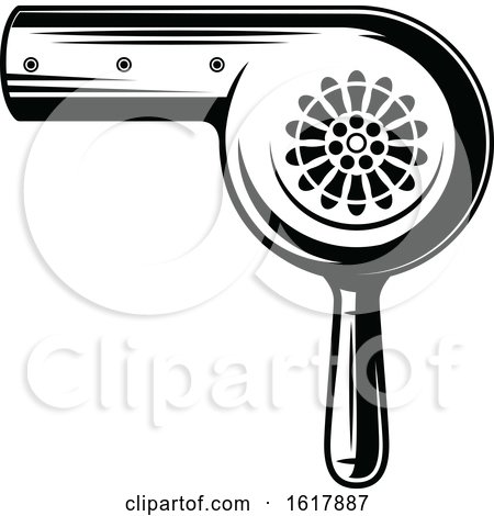 Black and White Barber Shop Hair Dryer by Vector Tradition SM
