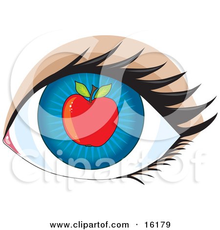 Blue Human Eye With An Apple, Concept For Apple Of My Eye Clipart Illustration Image by Maria Bell