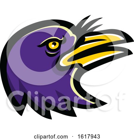 Purple American Crow Mascot Head by patrimonio