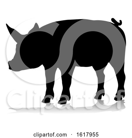 Pig Silhouette Farm Animal, on a white background by AtStockIllustration