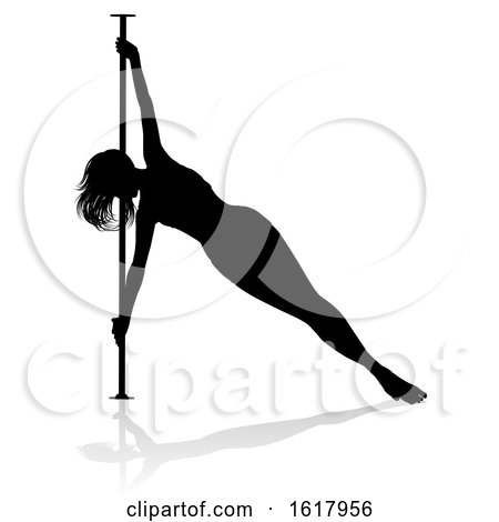 Pole Dancing Woman Silhouette, on a white background by AtStockIllustration