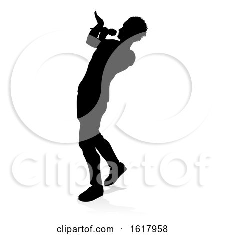 Singer Pop Country or Rock Star Silhouette, on a white background by AtStockIllustration