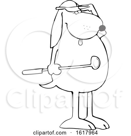 Cartoon Black and White Golfer Dog Shielding His Eyes by djart