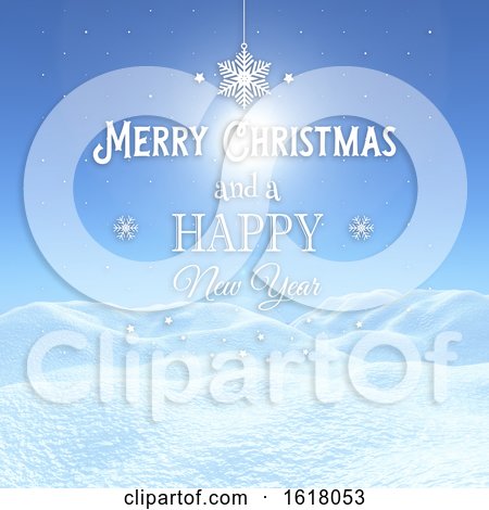3D Christmas Background with Snowy Landscape with Decorative Text by KJ Pargeter