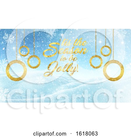 3D Christmas Background with Gold Text and Decorations by KJ Pargeter