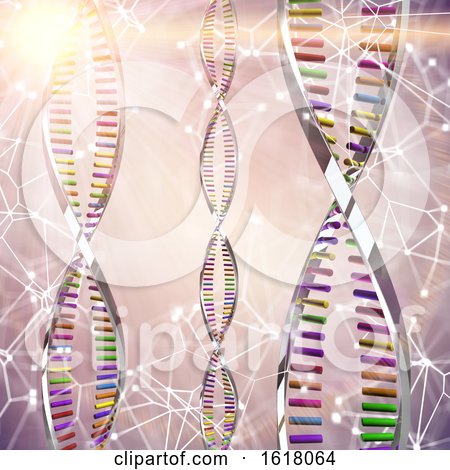 3D Medical Background with DNA Strands on Low Poly Design by KJ Pargeter