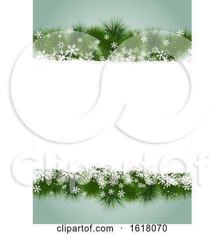 Christmas Menuor Background Design with Fir Tree Branch and Snowflakes by KJ Pargeter