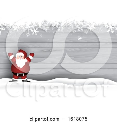 Christmas Background with Santa on Wooden Texture by KJ Pargeter