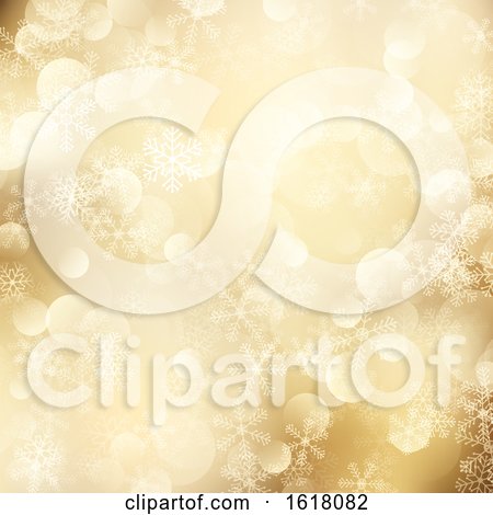 Christmas Background of Golden Snowflakes by KJ Pargeter
